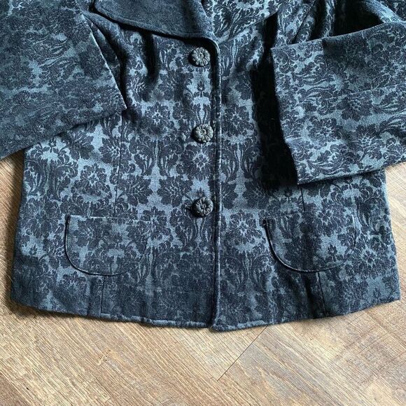 J. Jill Blazer Black Brocade Jacket 12 Petite Classy Minimalist - Picture 7 of 10